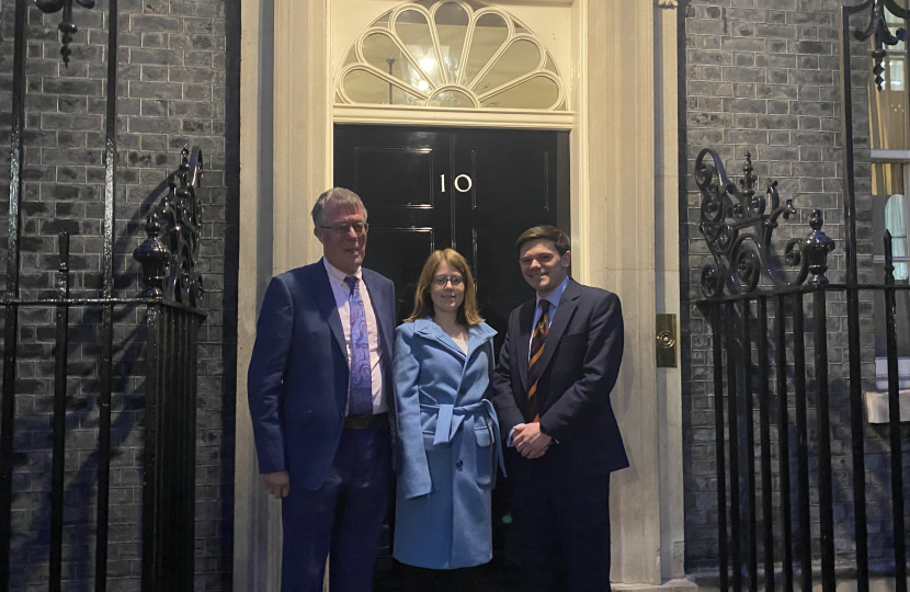 Paul outside Number 10 with Bill Mellor and Hannah Mellor,