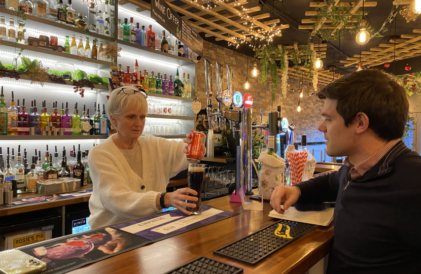 Paul at the Grapevine in Romiley with owner Julie Bates