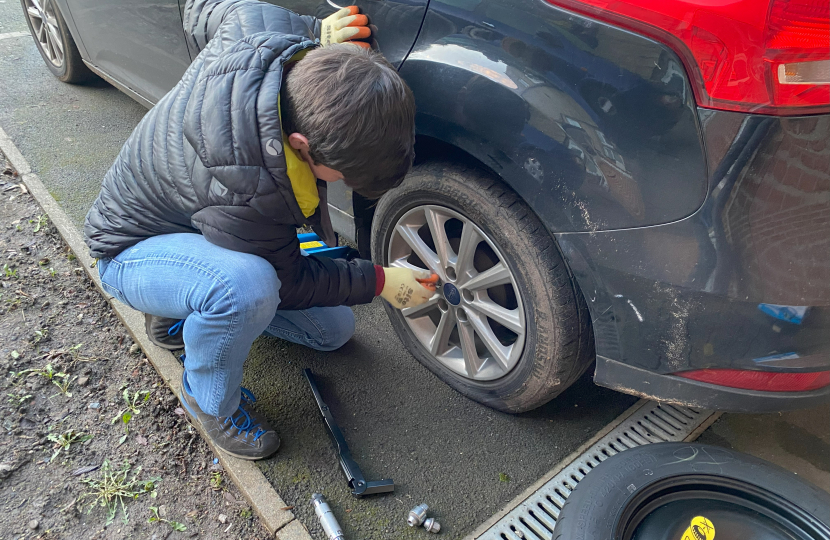 Paul Changing a Tyre - Pot Hole